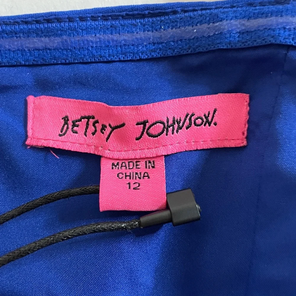 Betsey Johnson 12 Royal Blue Floral Midi Dress with Adjustable Spaghetti Straps - Picture 2 of 16